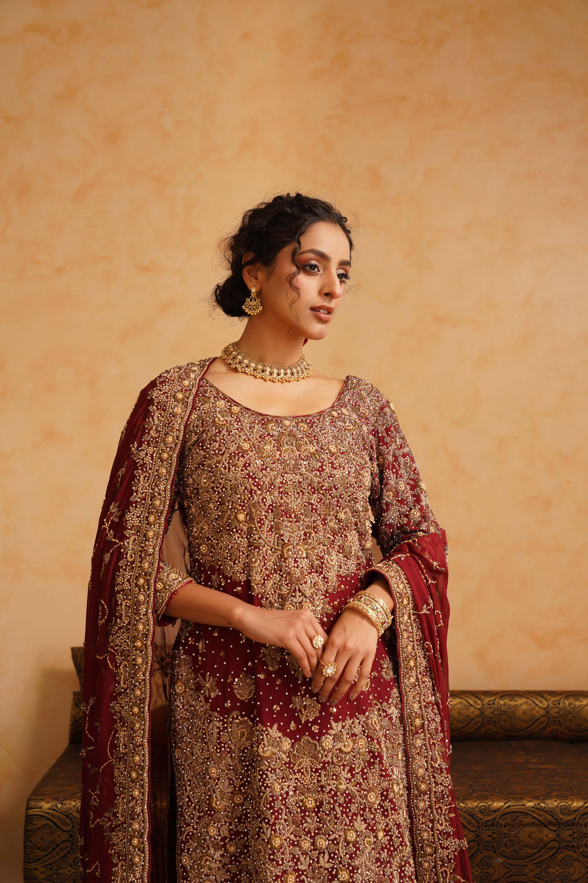 Maroon Farshi Gharara set