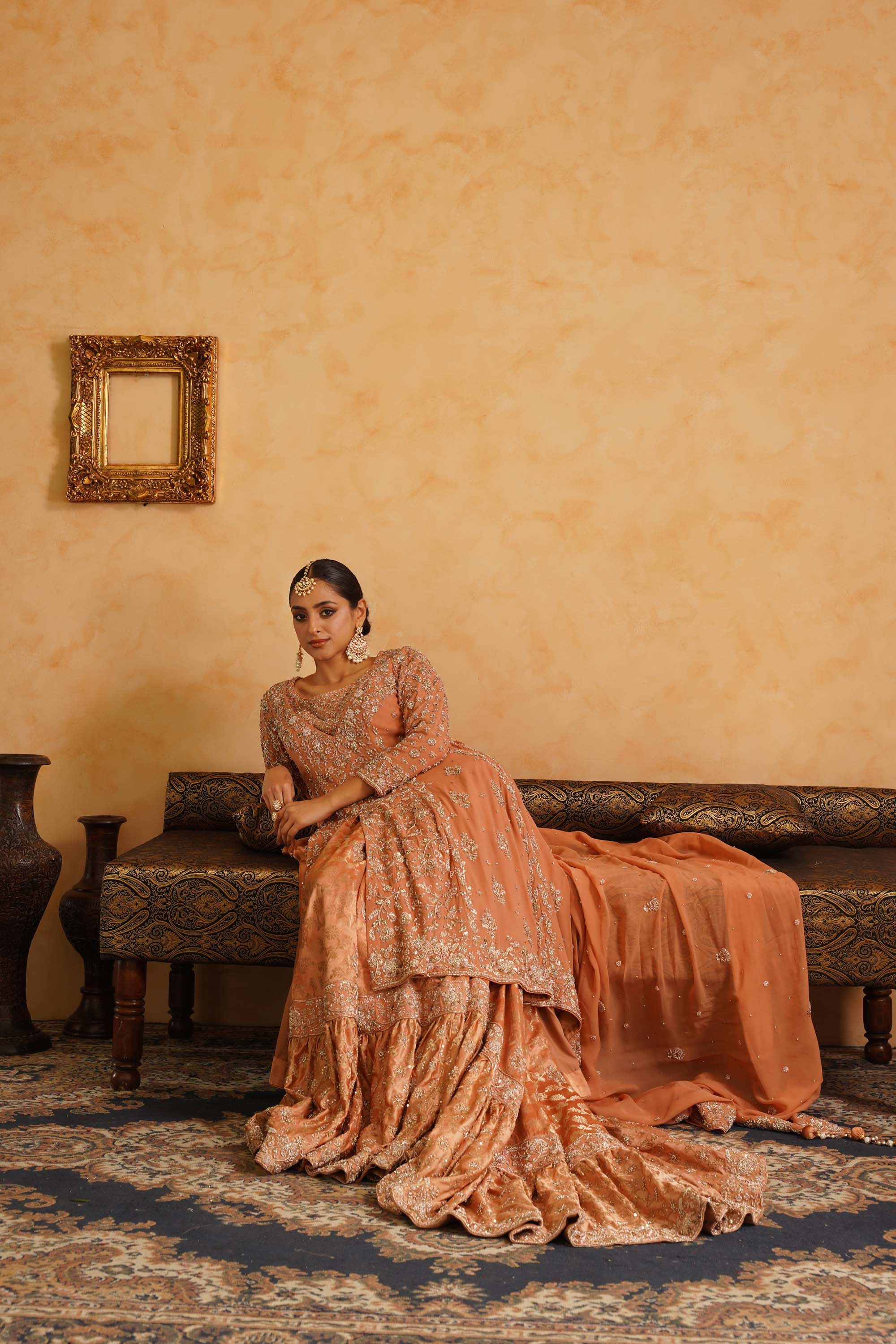 Light Orange Farshi Gharara Set