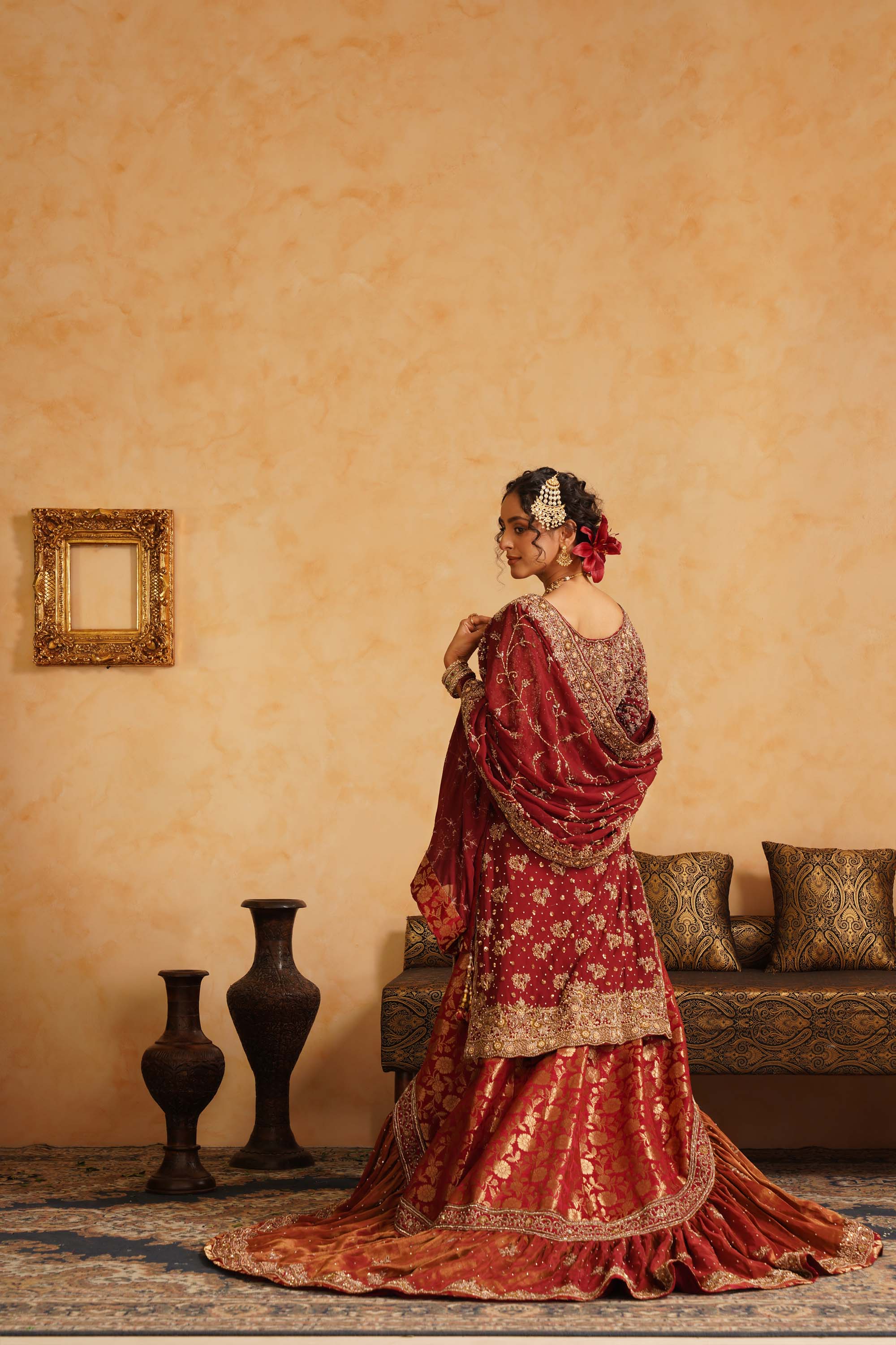 Maroon Farshi Gharara set