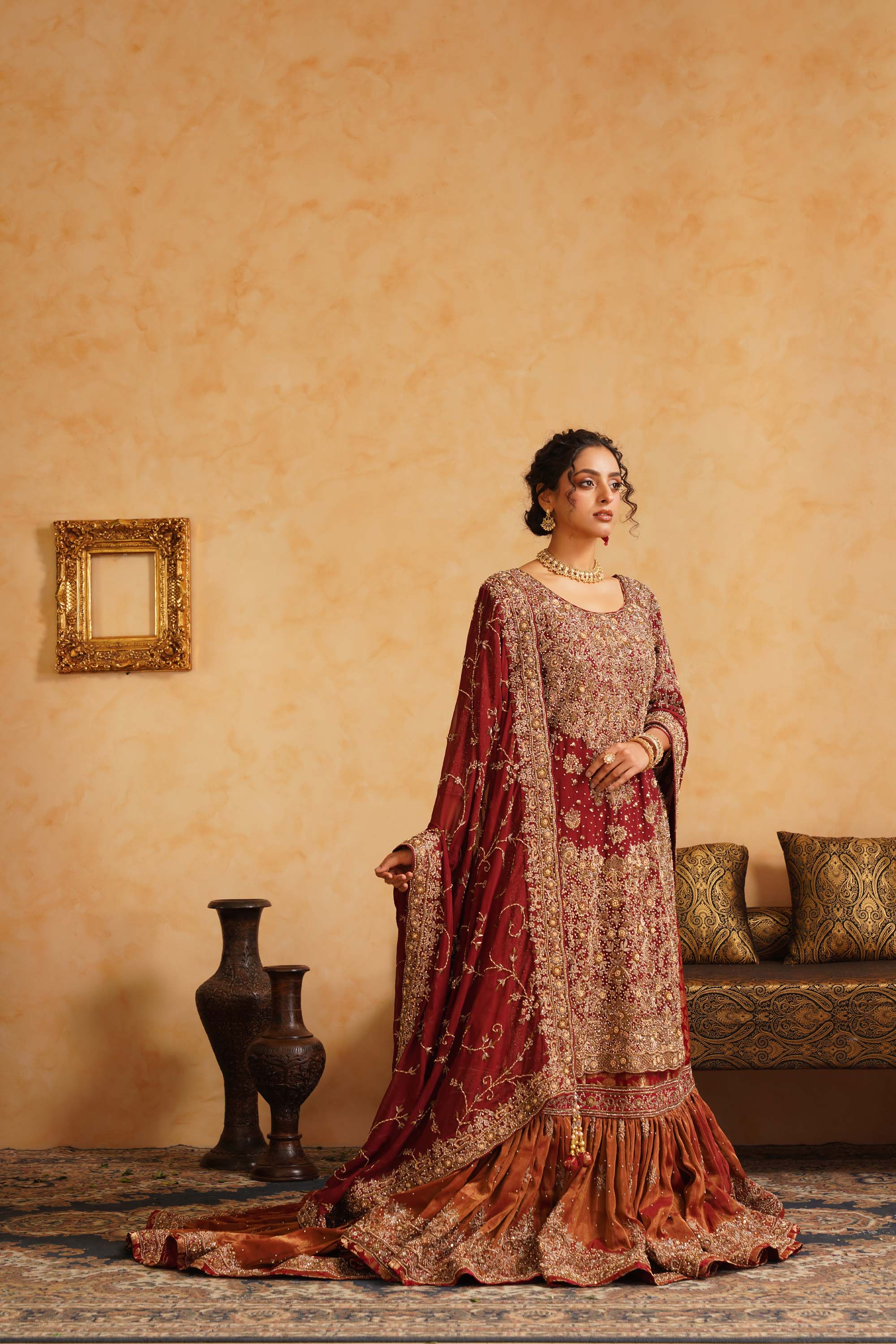 Maroon Farshi Gharara set