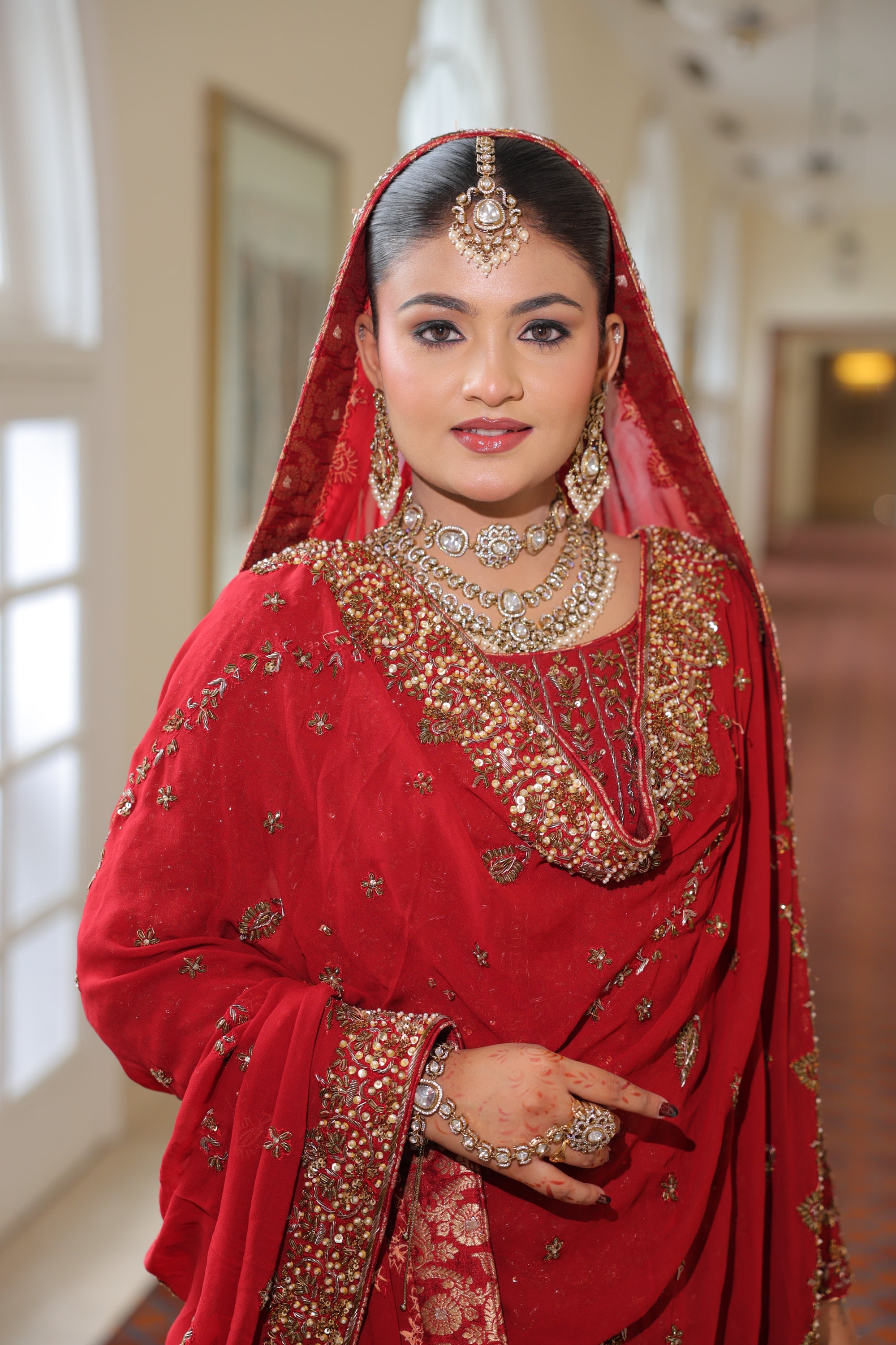 Red Farshi Gharara Kameez with Dupatta