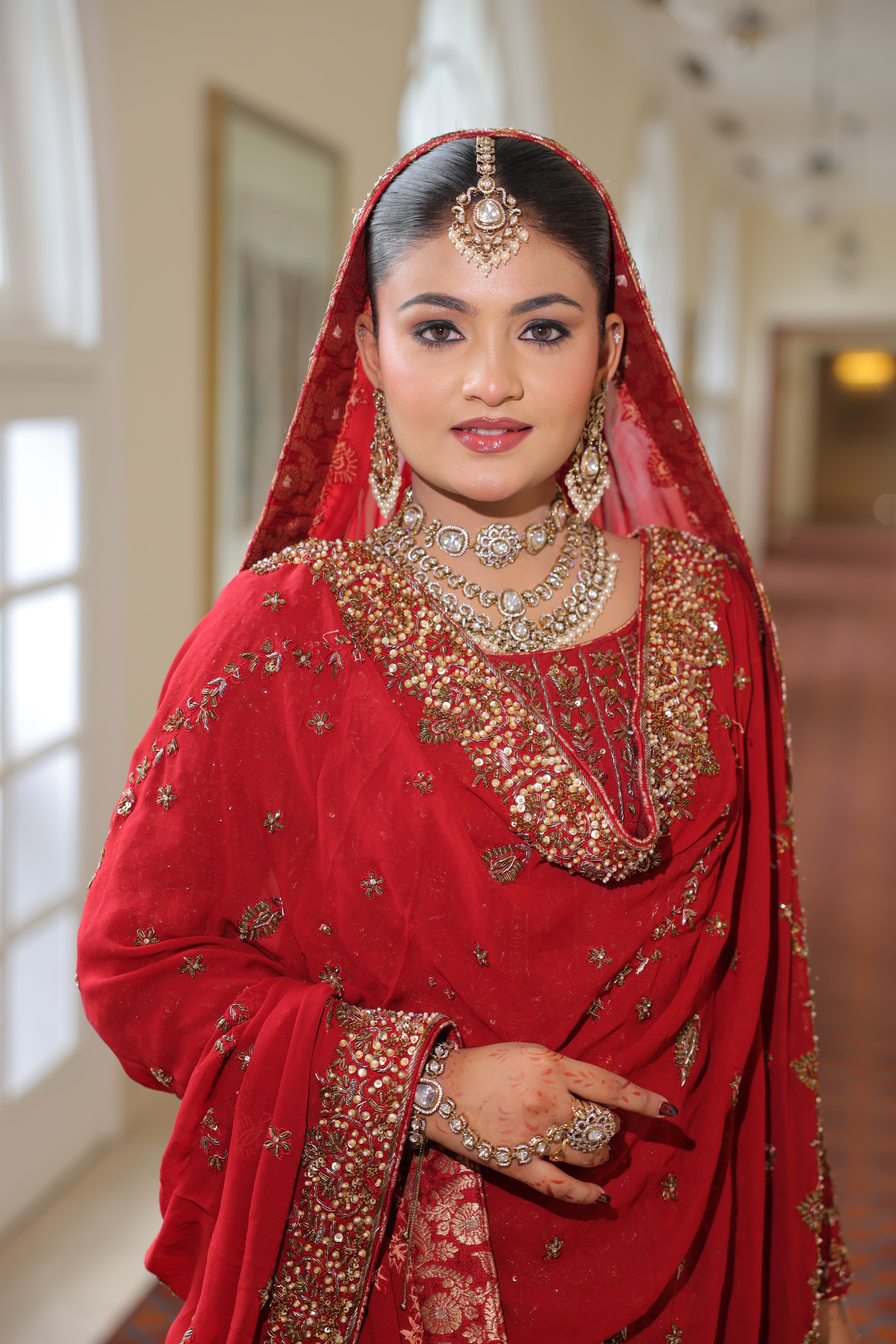 Red Farshi Gharara Kameez with Dupatta