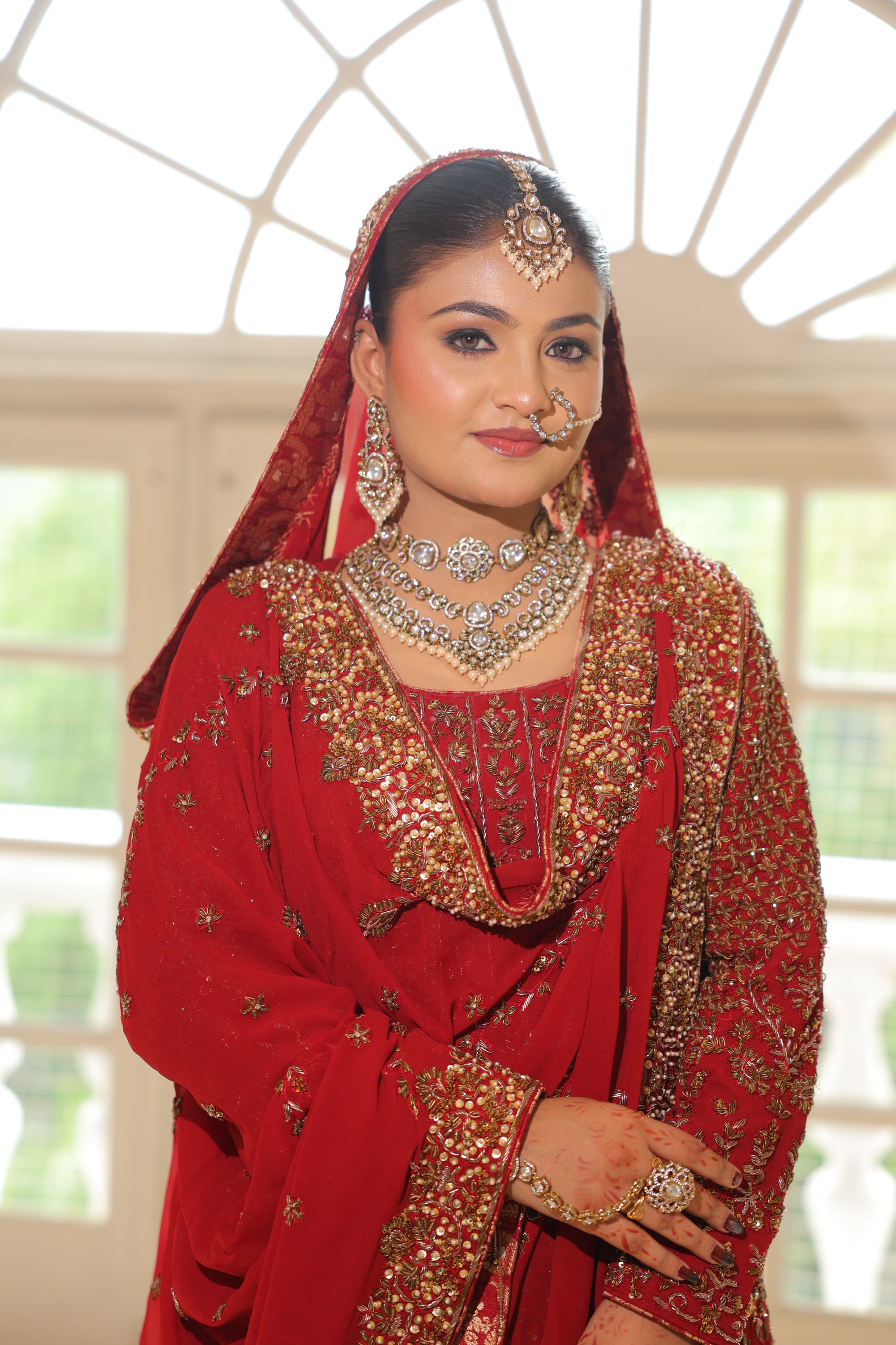 Red Farshi Gharara Kameez with Dupatta
