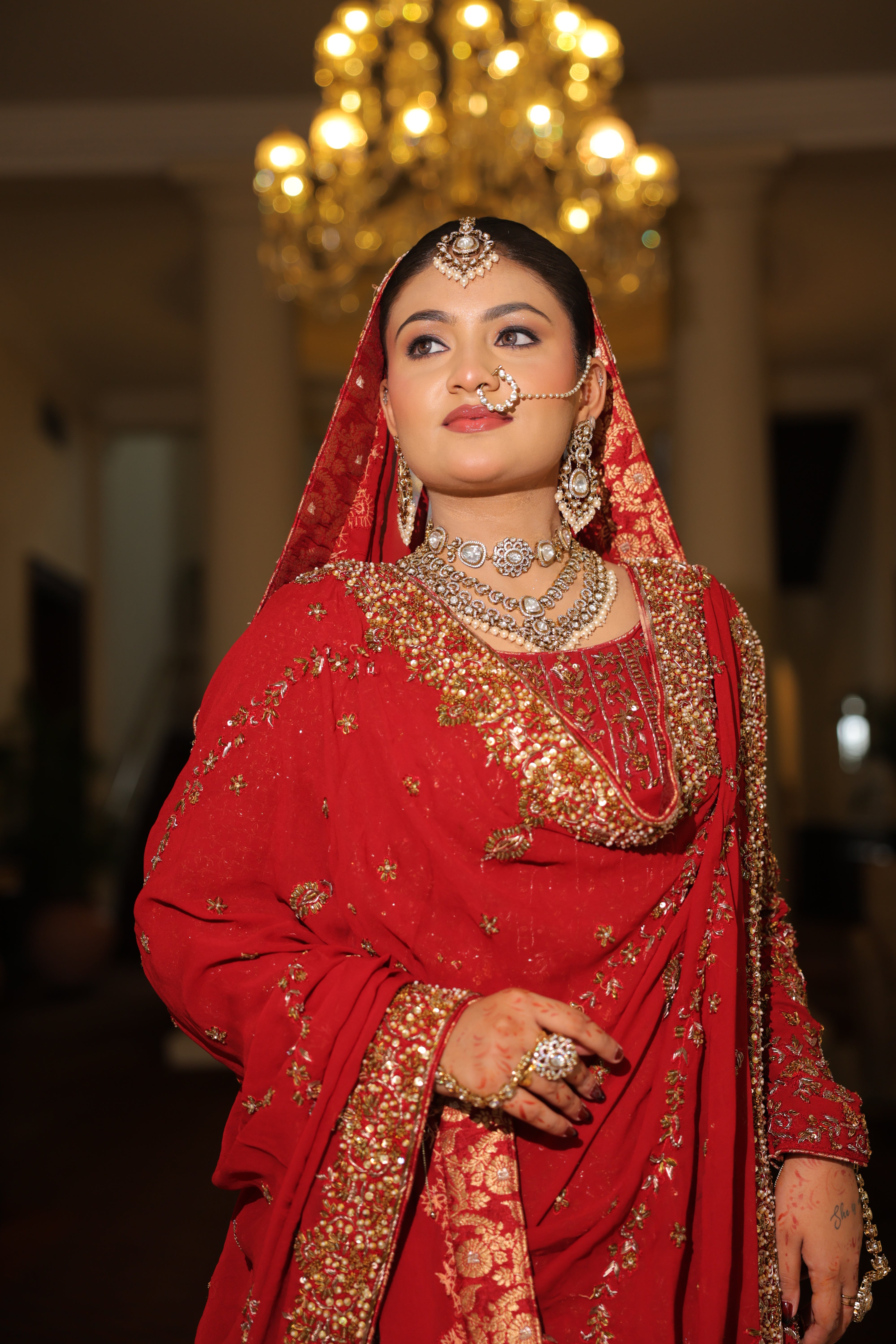 Red Farshi Gharara Kameez with Dupatta