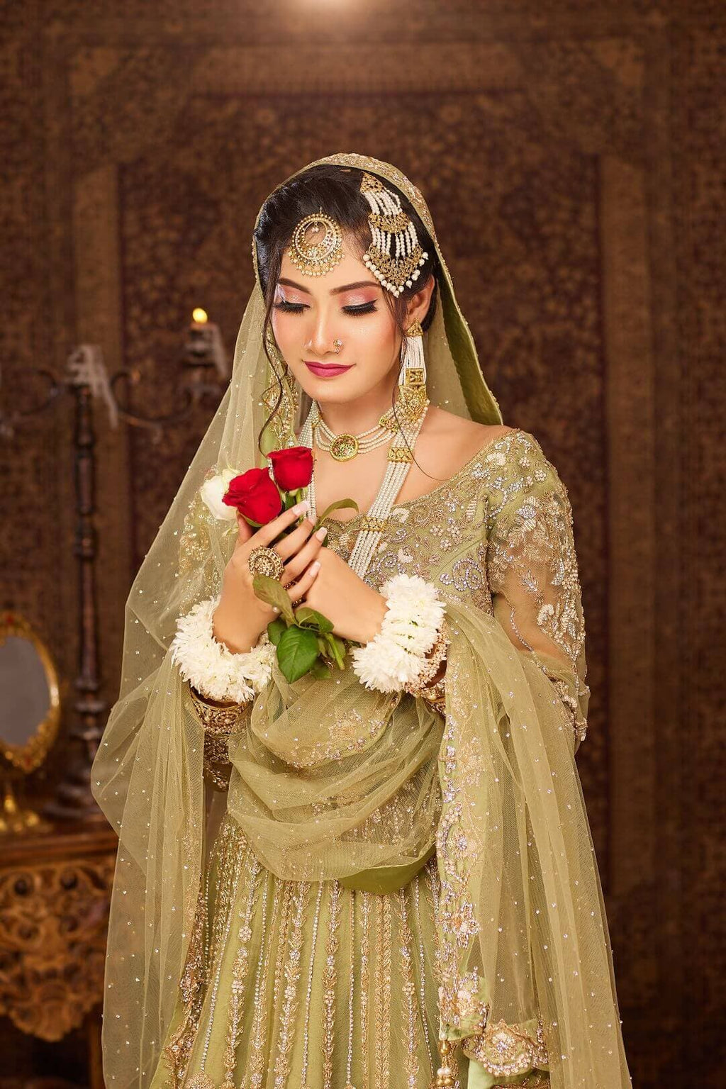 Mint Green Anarkali lehenga