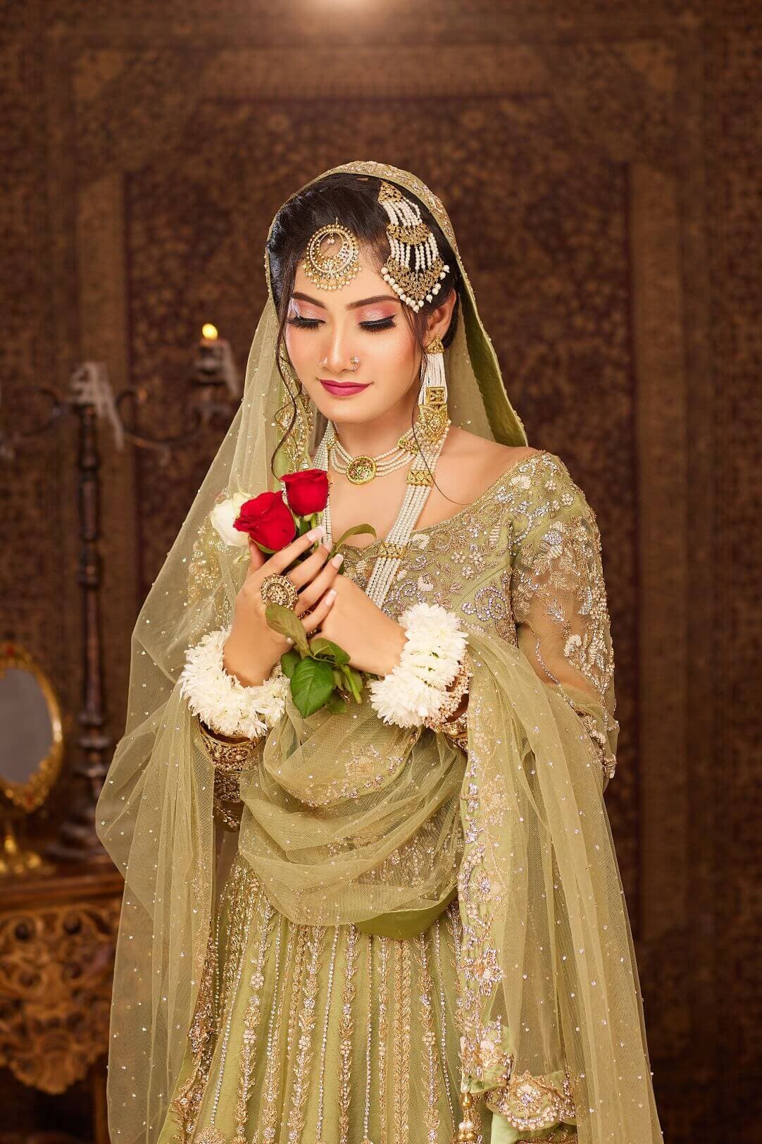 Mint Green Anarkali lehenga
