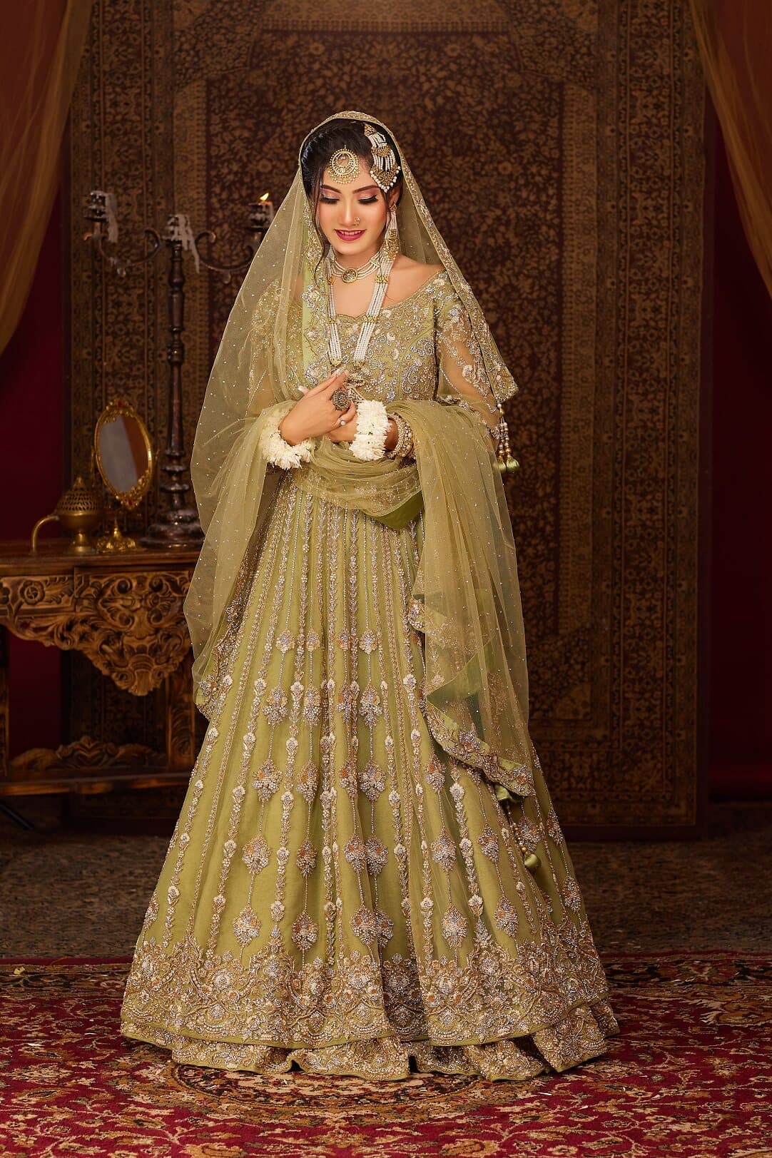Mint Green Anarkali lehenga