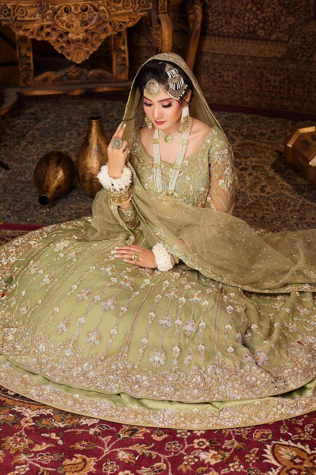 Mint Green Anarkali lehenga