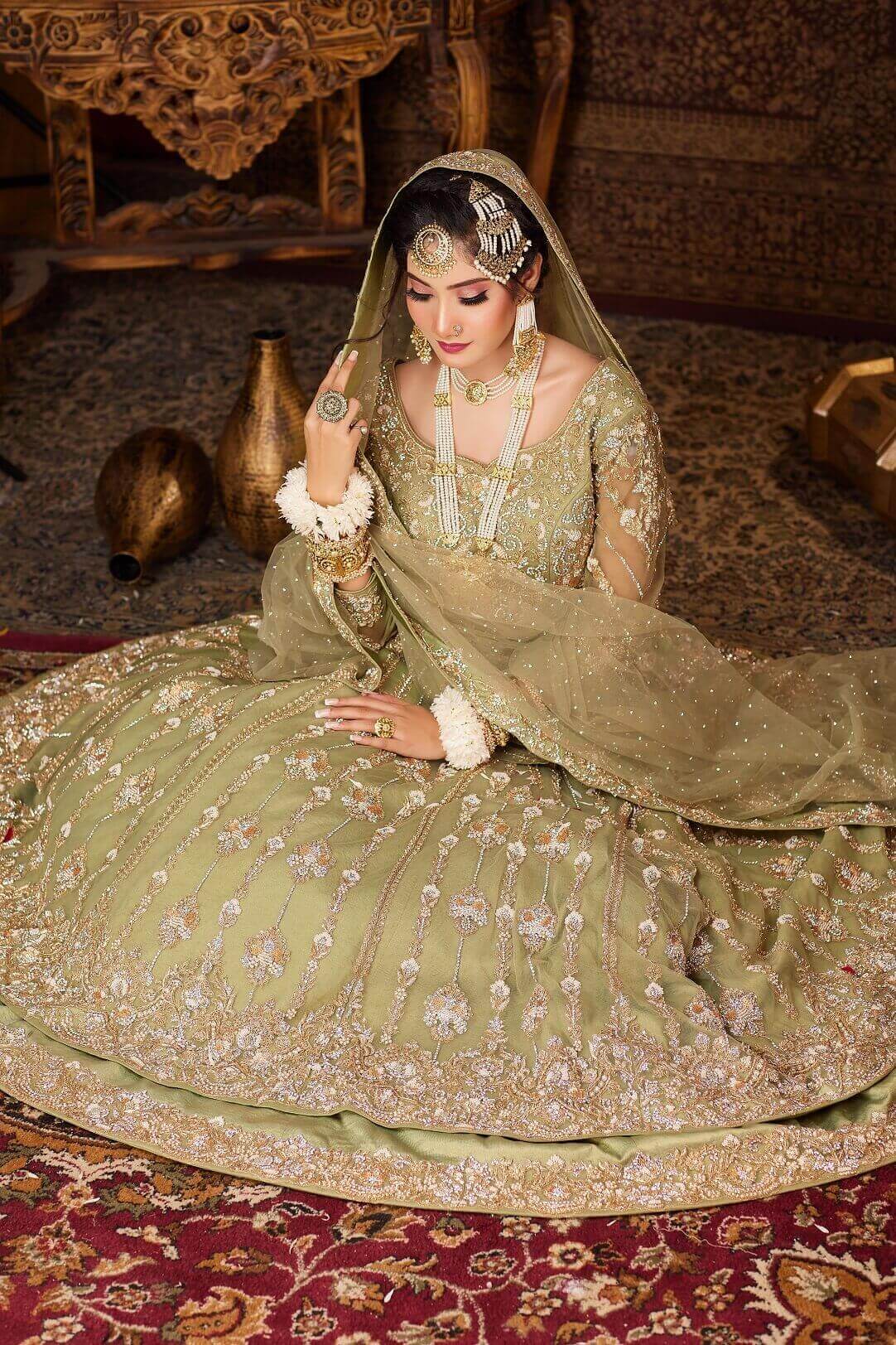 Mint Green Anarkali lehenga