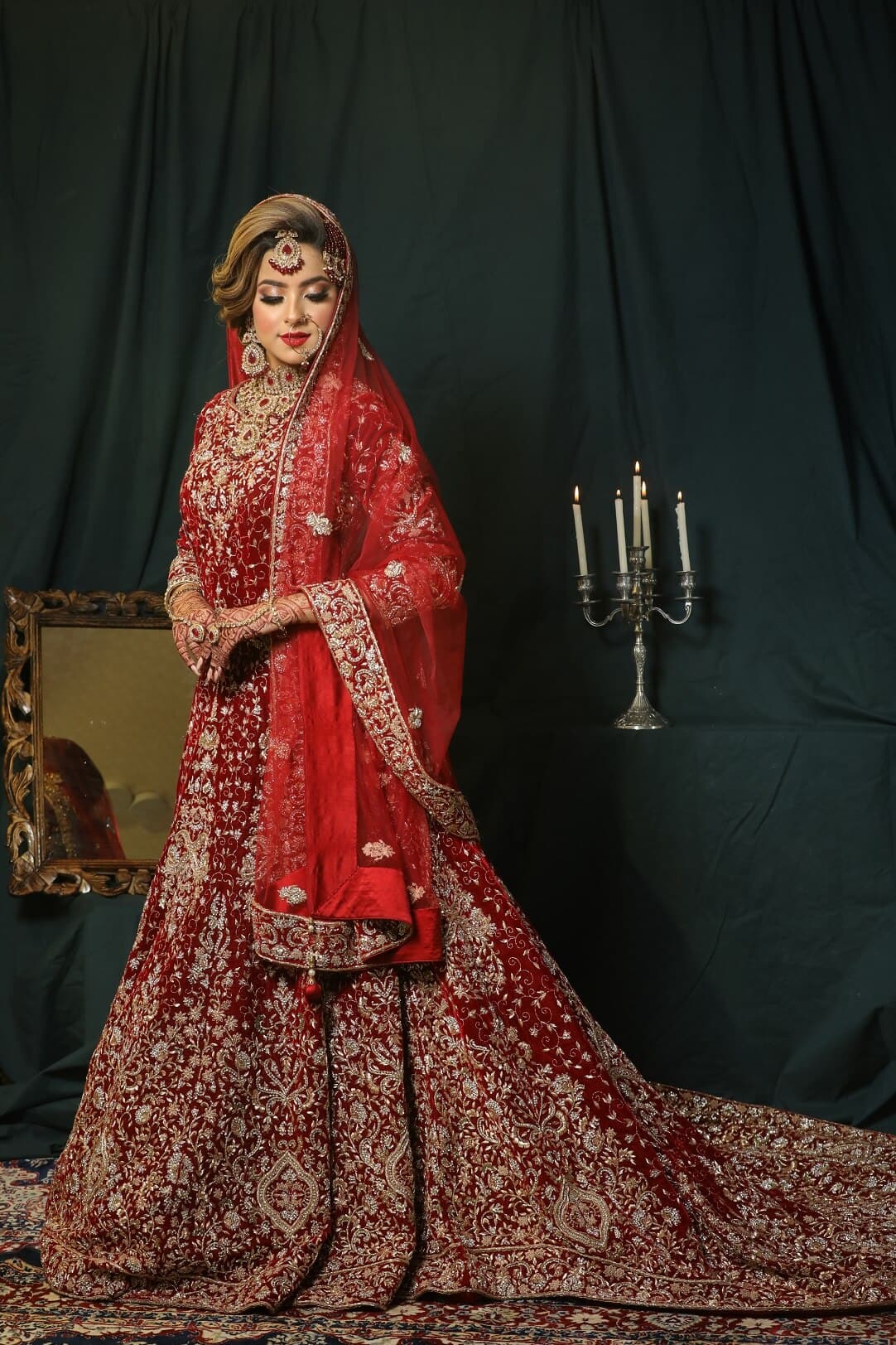 Maroon Velvet Trail Gown