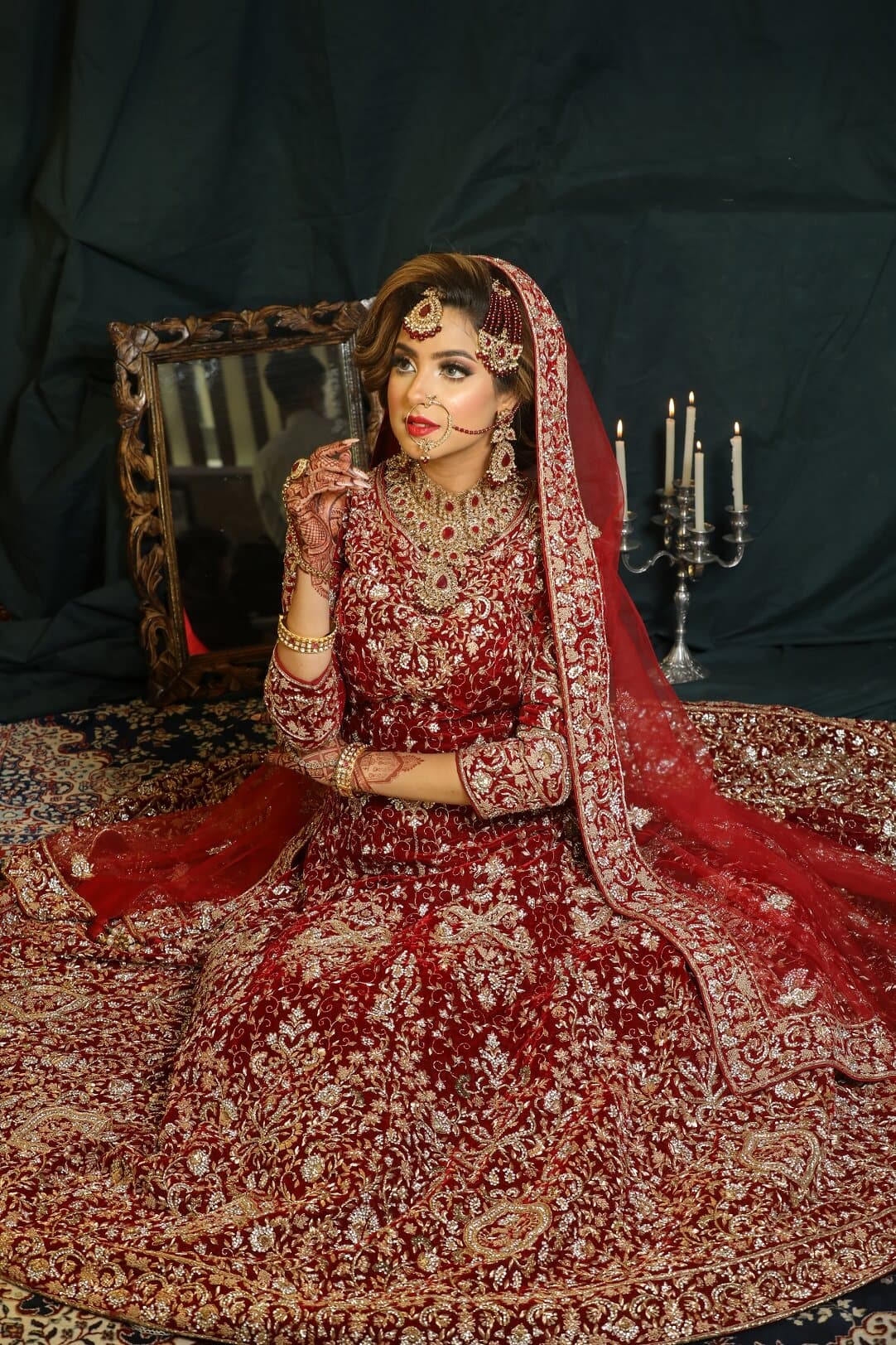 Maroon Velvet Trail Gown