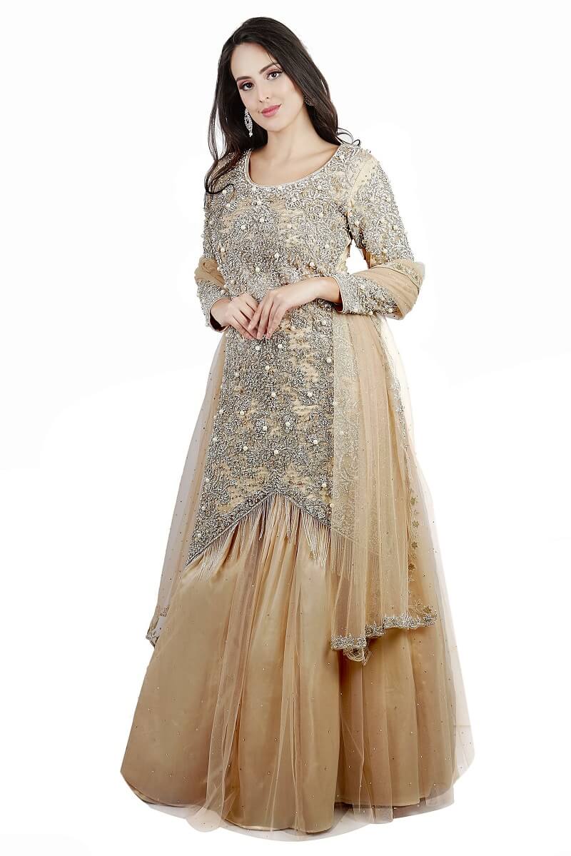 Light Brown Kameez Lehenga