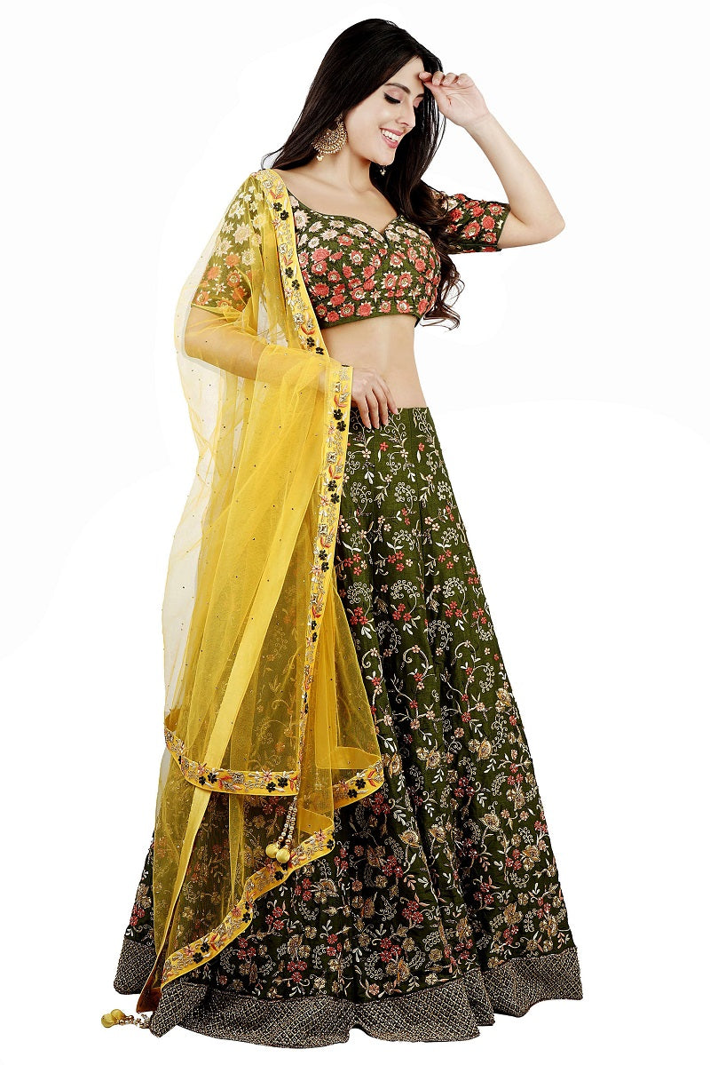 Green lehenga blouse