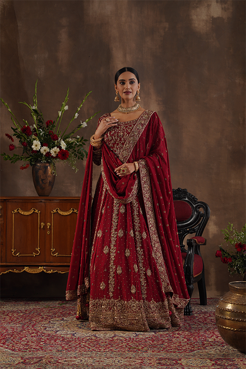 Maroon Georgette Anarkali Gown