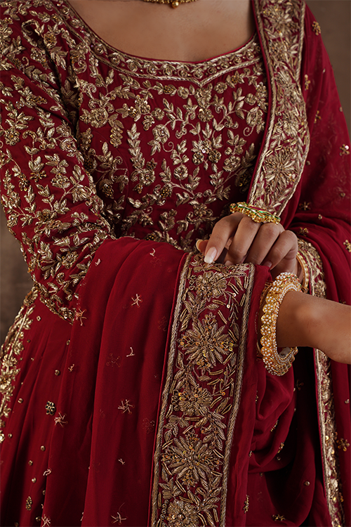 Maroon Georgette Anarkali Gown