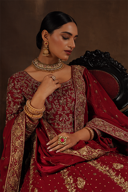 Maroon Georgette Anarkali Gown