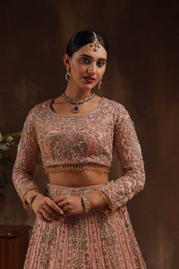 Blush Pink Blouse With Lehenga Trail