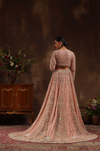 Blush Pink Blouse With Lehenga Trail