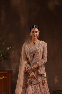Blush Pink Blouse With Lehenga Trail