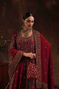 Maroon Farshi A-Line Kameez Trail