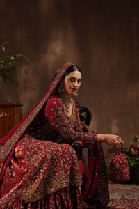 Maroon Farshi A-Line Kameez Trail