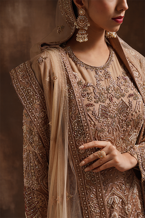 Coffee-Hued Gown with Trail