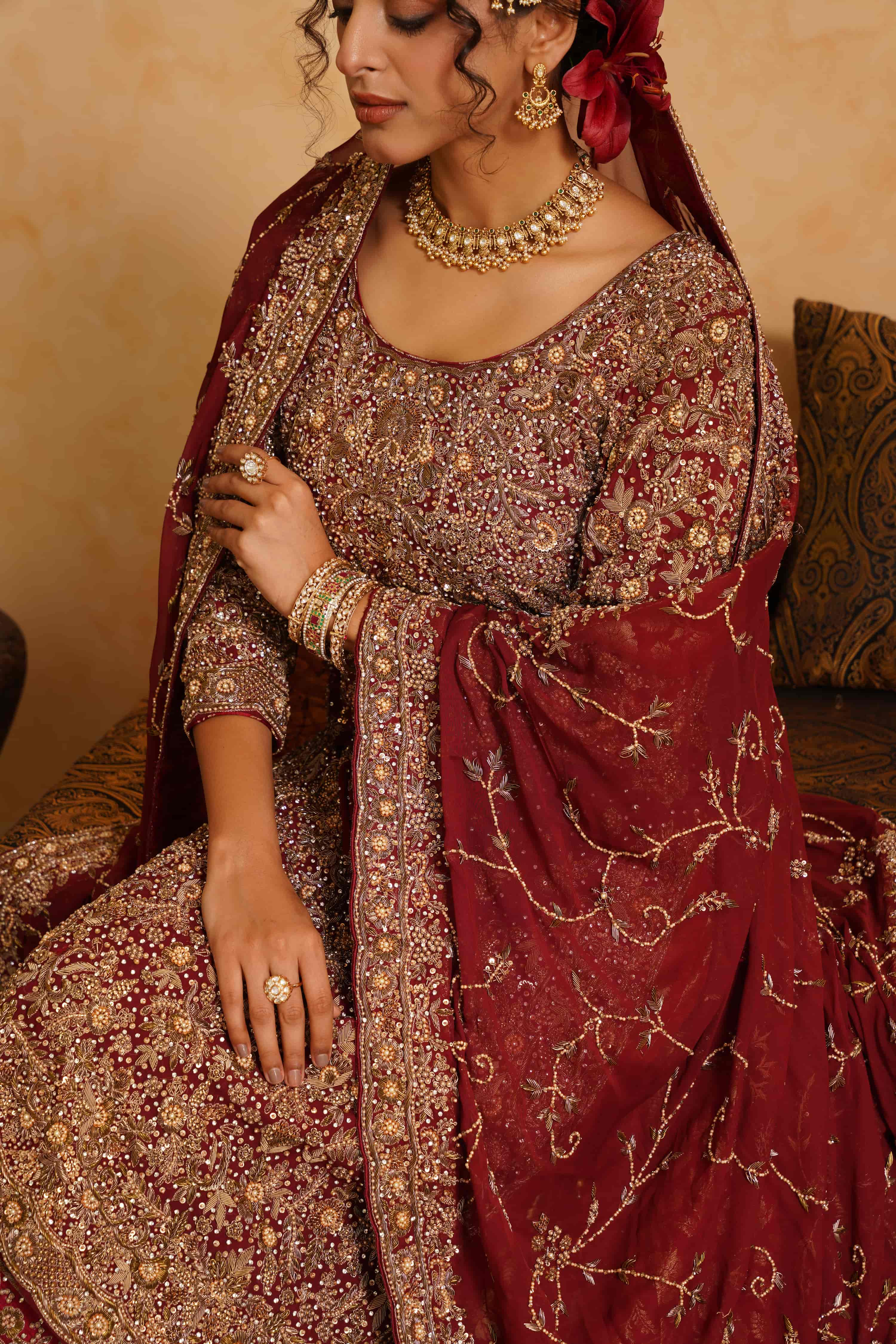 Maroon Farshi Gharara set