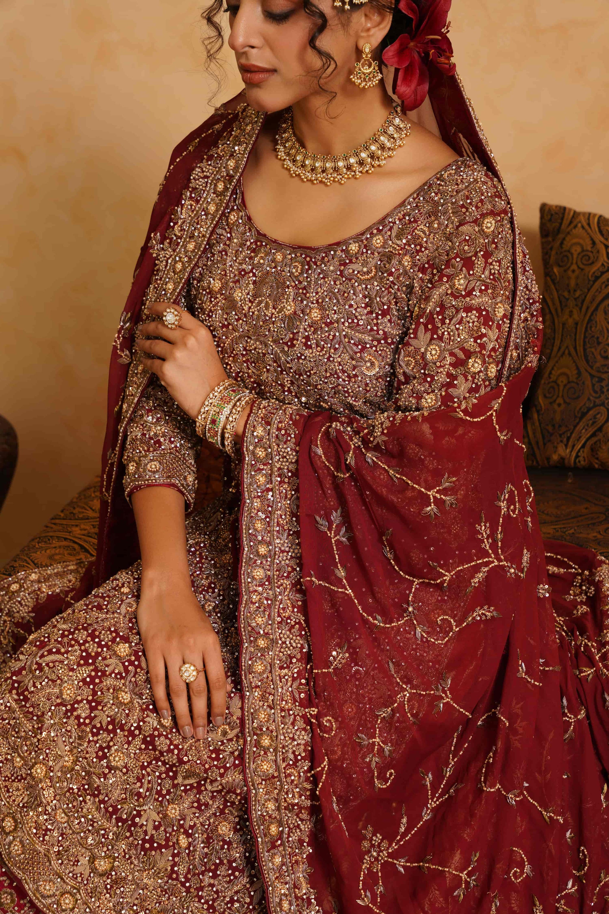 Maroon Farshi Gharara set