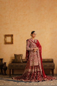 Maroon Farshi Gharara Kameez Dupatta Set