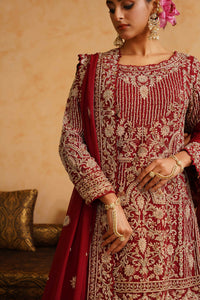 Maroon Farshi Gharara Kameez Dupatta Set