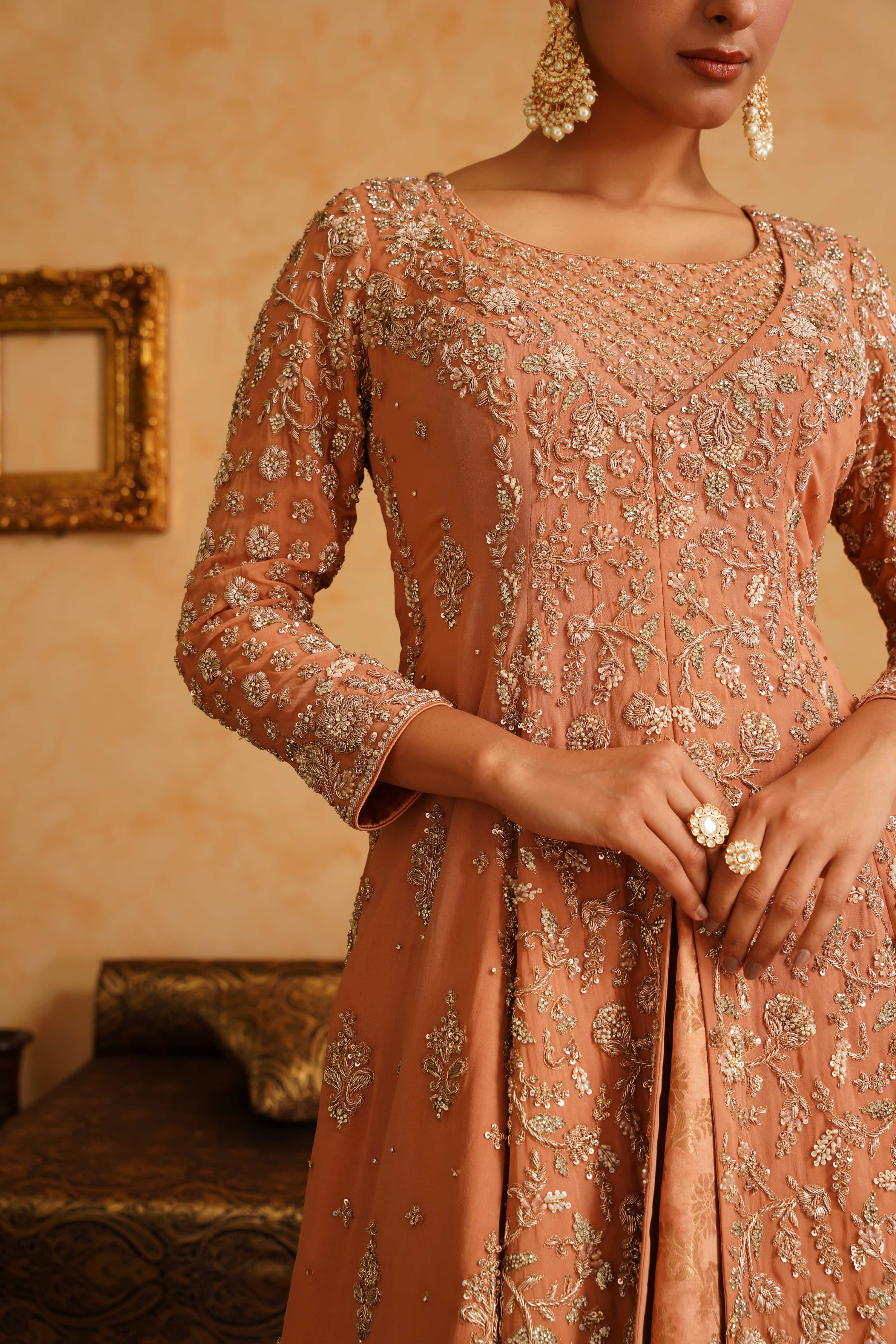 Light Orange Farshi Gharara Set
