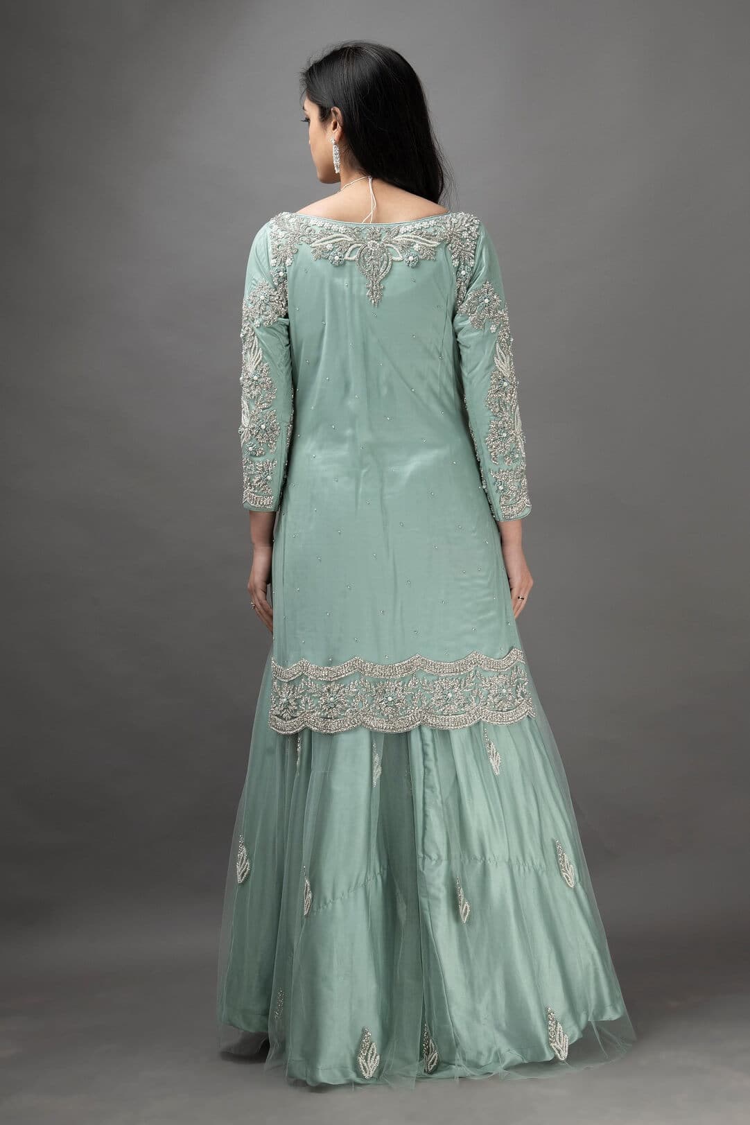 Aqua Blue Kameez Lehenga