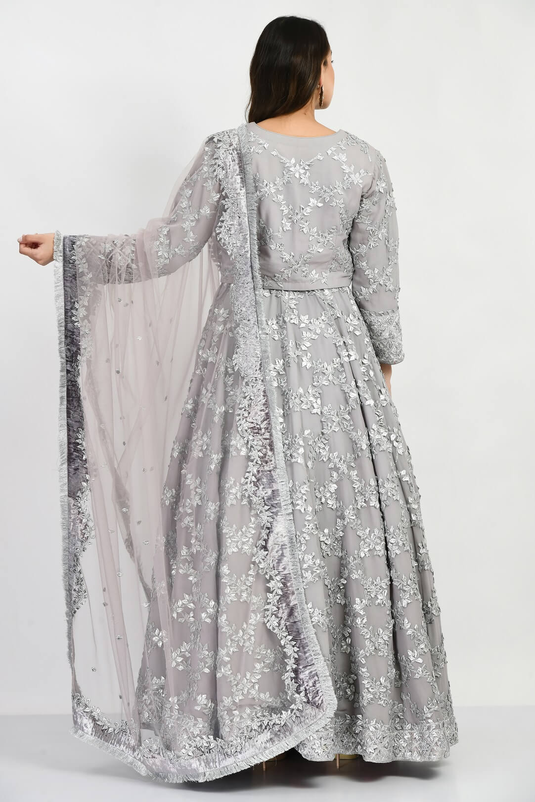 Grey Gota kameez gharara