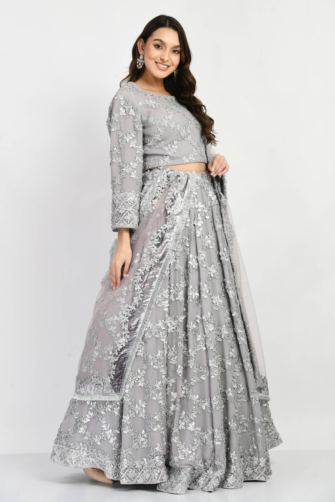 Grey Gota kameez gharara