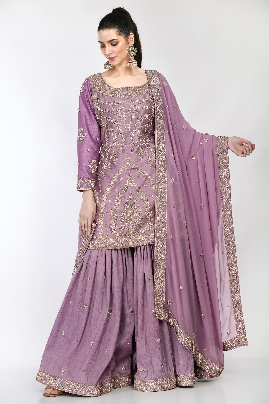 Mauve kameez Gharara