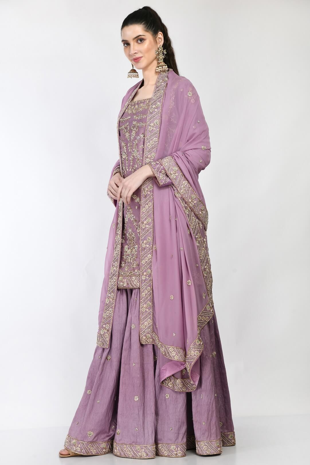 Mauve kameez Gharara