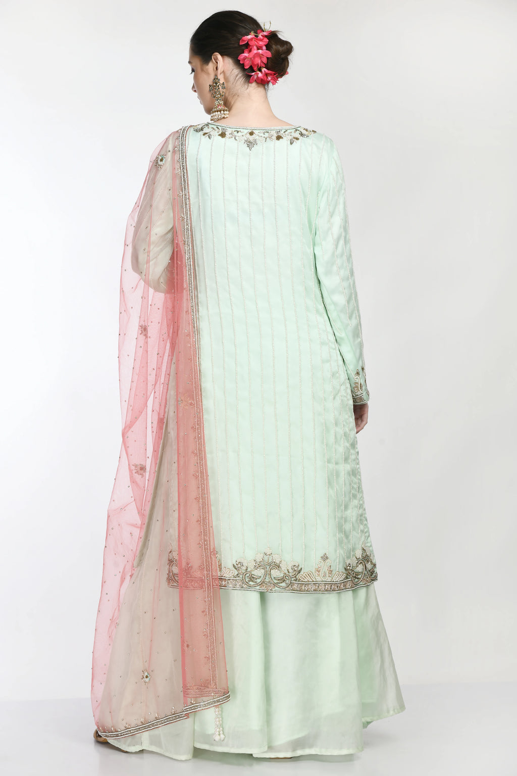 Sea Green Kameez Sharara
