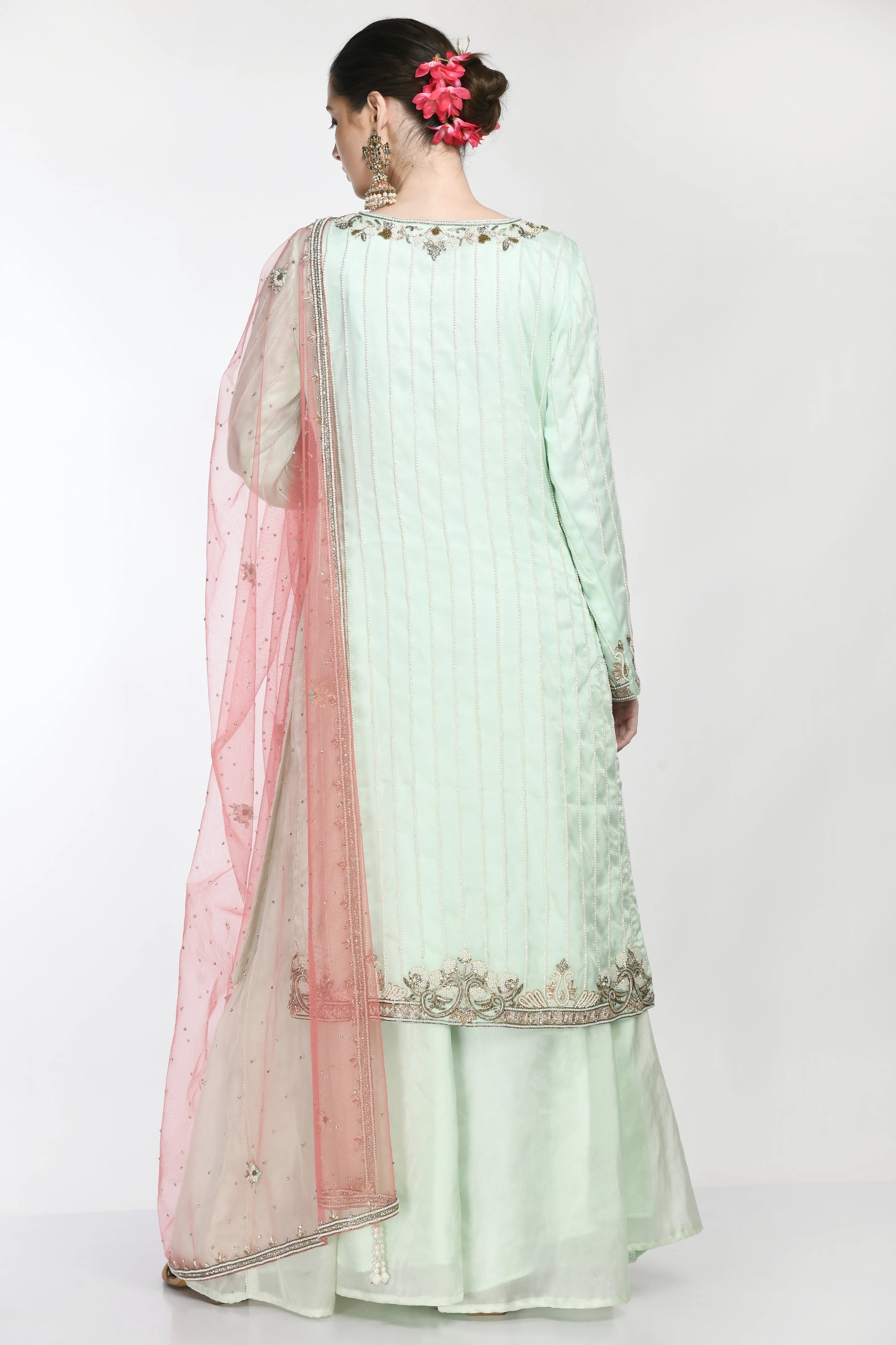 Sea Green Kameez Sharara