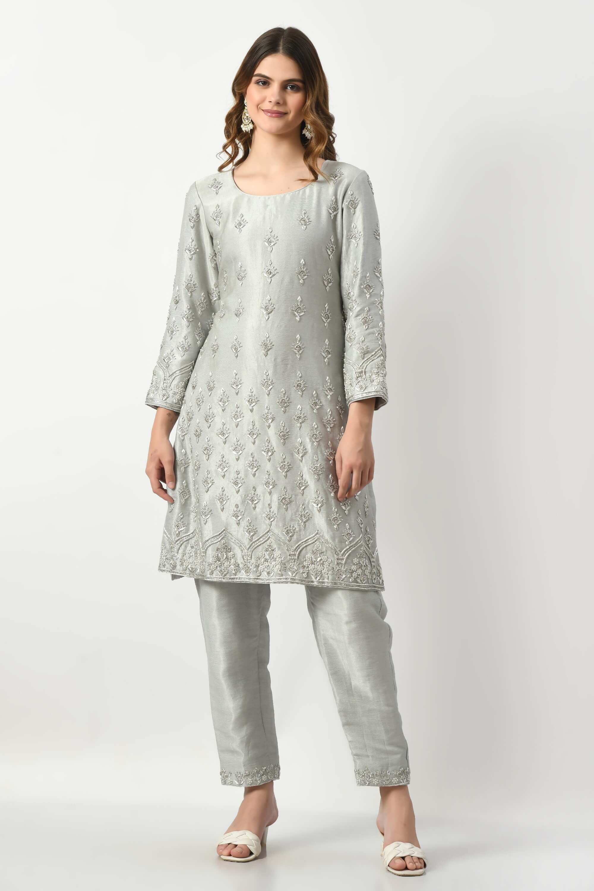 Grey Kameez Trouser Dupatta