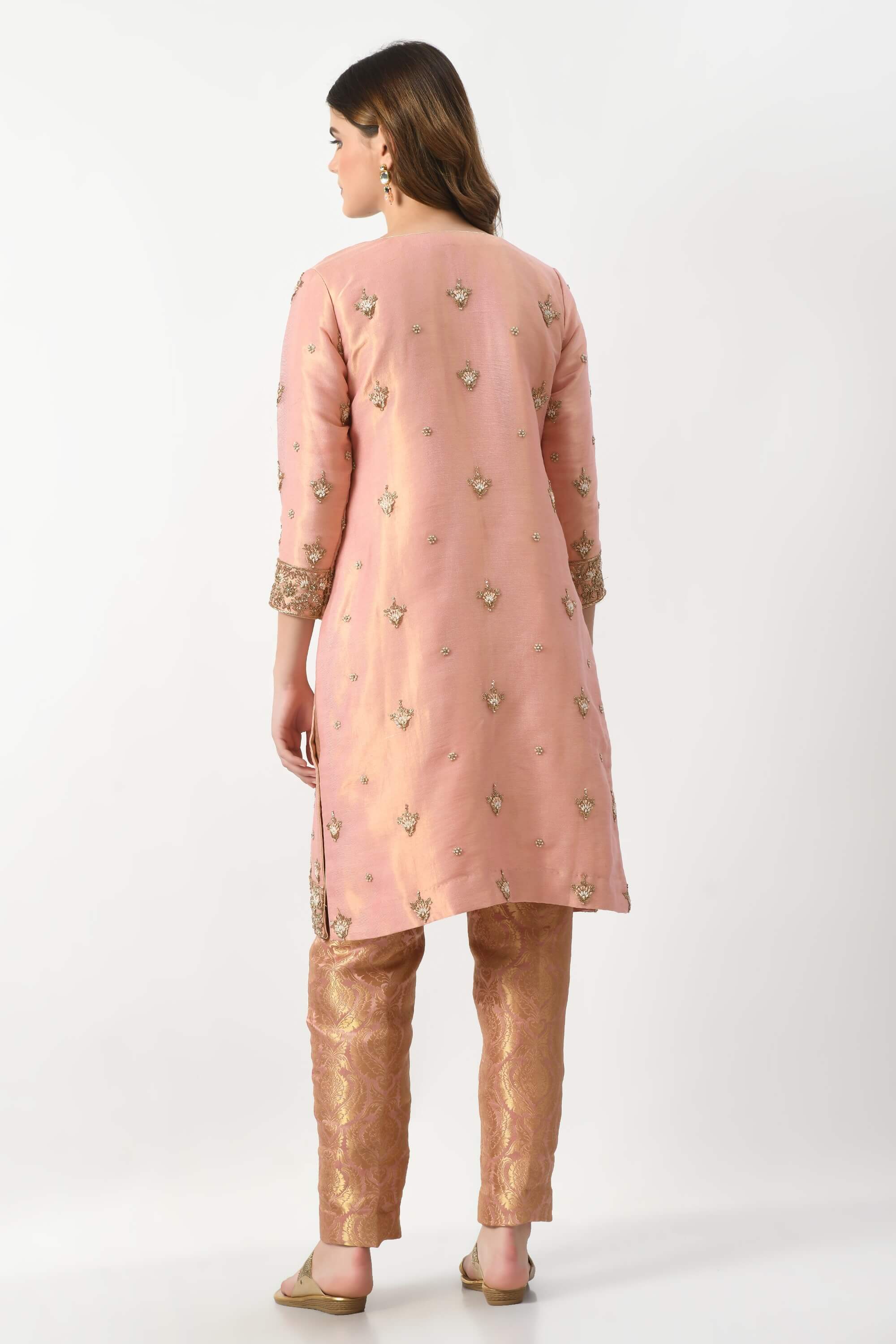 Peach Pink Kameez Trouser Dupatta