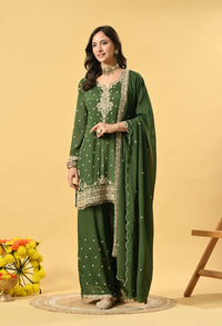 Green Kameez Plazo and Dupatta