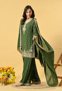 Green Kameez Plazo and Dupatta