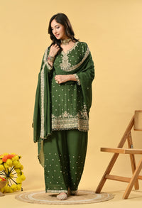 Green Kameez Plazo and Dupatta