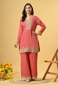 Pink Kameez Plazo and Dupatta