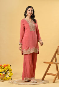 Pink Kameez Plazo and Dupatta