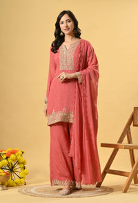 Pink Kameez Plazo and Dupatta