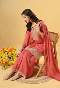Pink Kameez Plazo and Dupatta