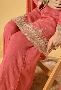 Pink Kameez Plazo and Dupatta