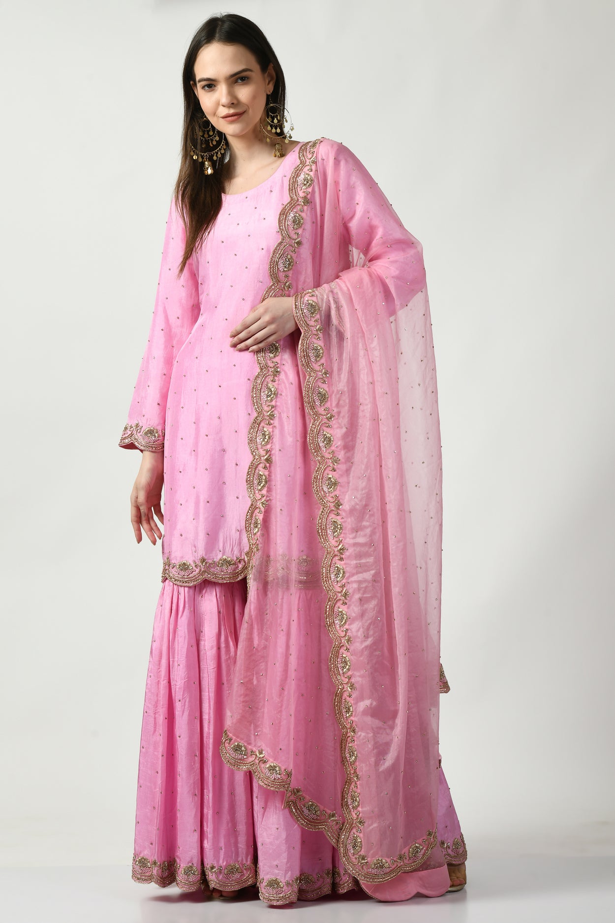Pink Kameez Gharara
