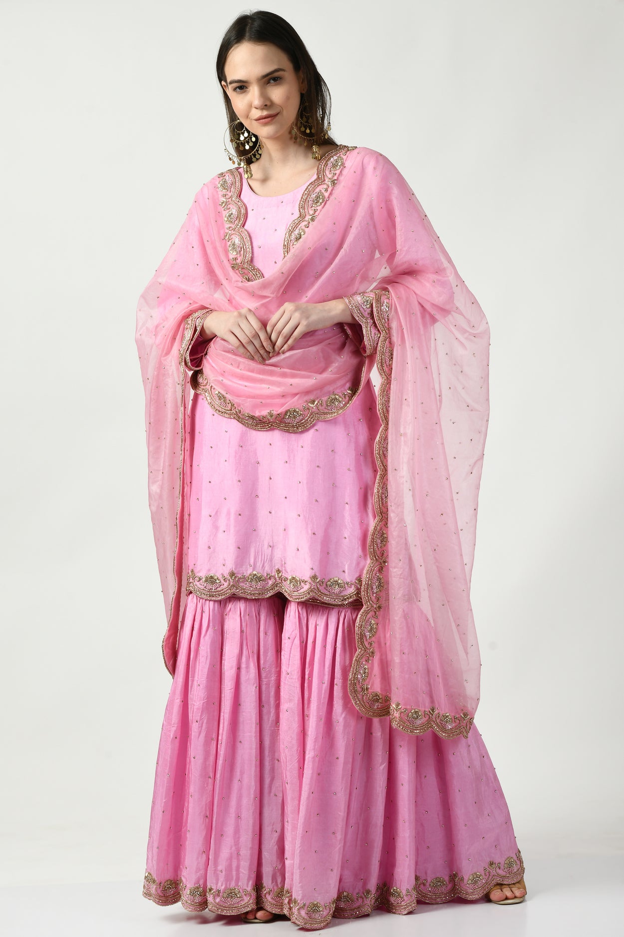 Pink Kameez Gharara
